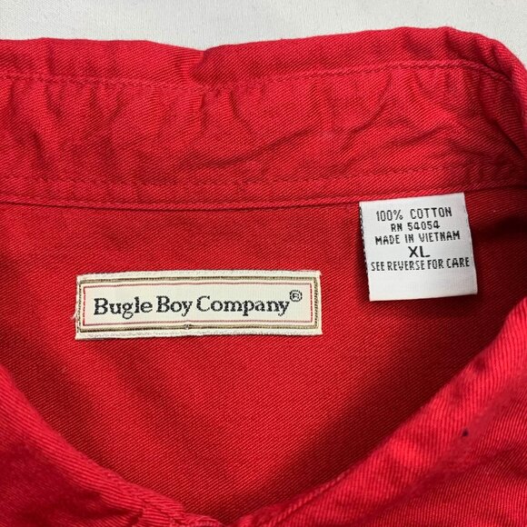 Vintage 90s Bugle Boy Company Red Short Sleeve Button Down Shirt Men's XL - Picture 3 of 8